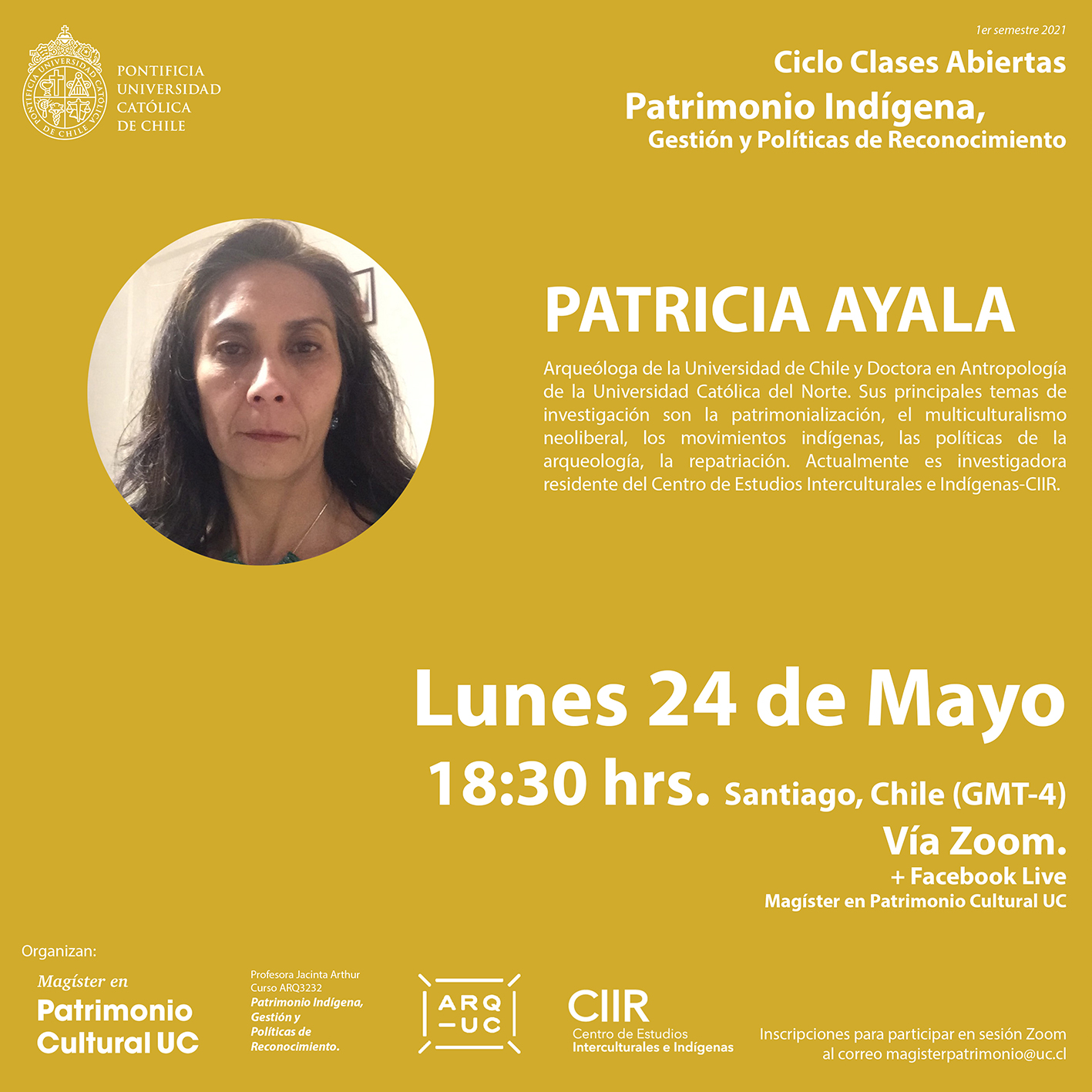 Afiche Clases Abiertas Patrimonio Indígena 1s2021 Ayala rrss 01 liv 