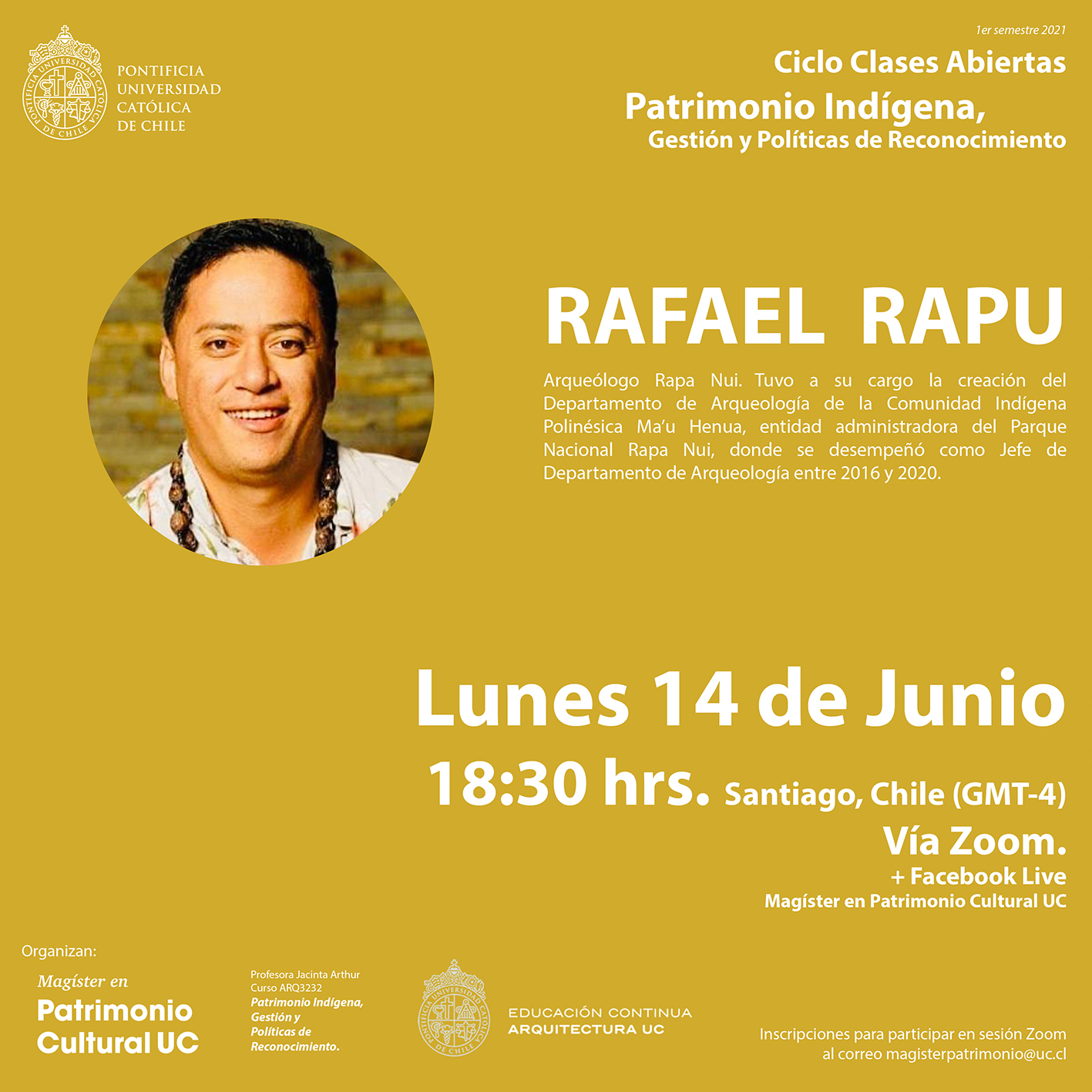 Afiche Clases Abiertas Patrimonio Indígena 1s2021 Rapu rrss 01 liv