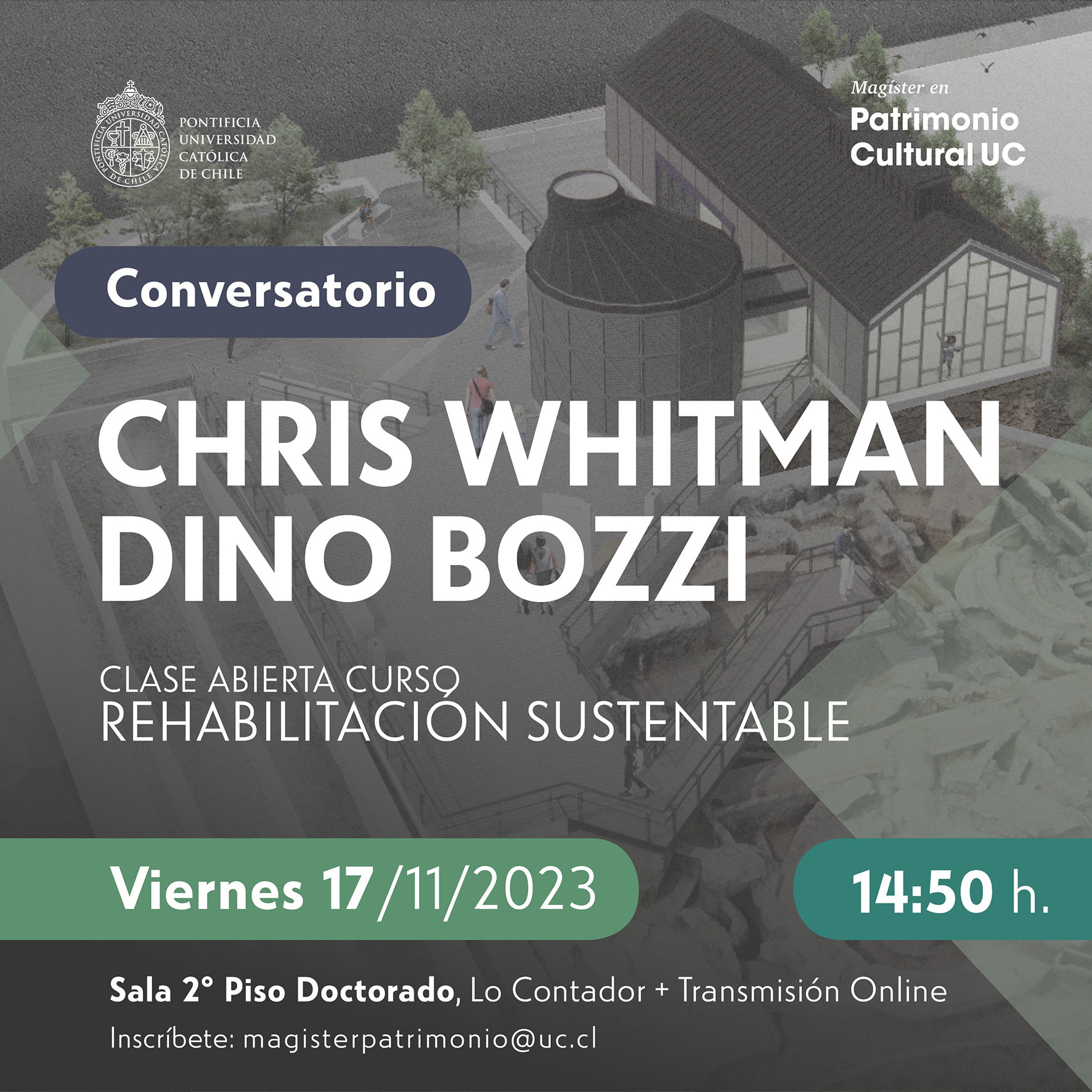Afiche Conversatorio Chris Whitman y Dino Bozzi 